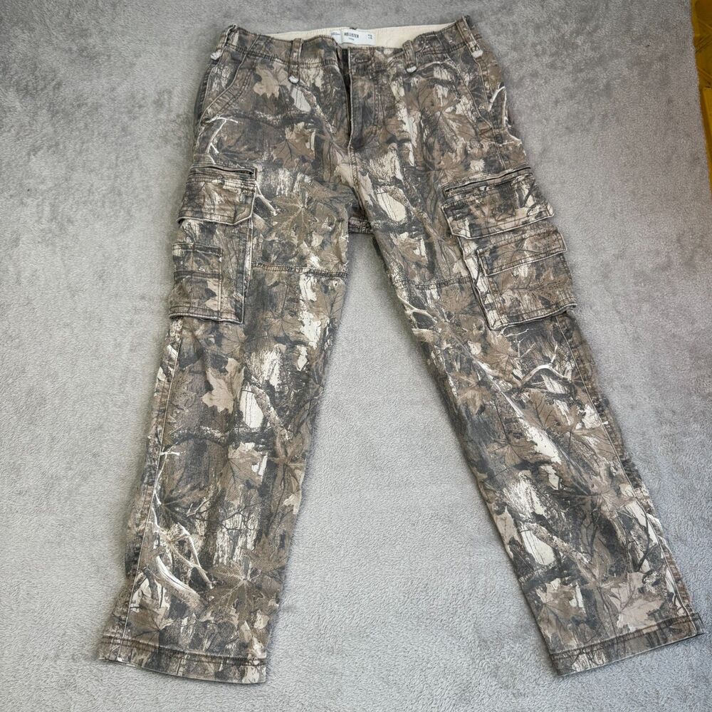 Hollister Loose Camo Cargo Pants Mens 32x30 Brown Hunting Utility Straight Leg